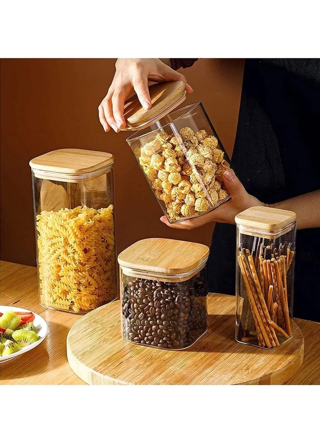 1CHASE 5-Piece Square Food Storage Jar With Airtight Bamboo Lid - Image 3